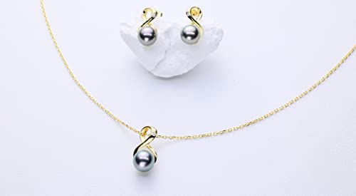 CHAULRI Tahitian Black Pearl Necklaces for Women - Infinity Pendant, Anniversary Birthday Valentines Day Gifts for Wife, Girlfriend, Mom 18K Yellow Gold Plated 925 Sterling Silver Real Pearl Jewelry - Image 2