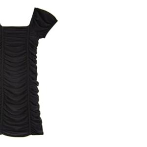 Cheryl Creations Kids Amelia Short Sleeve Ruched Party Dress, Black, Girls 7-16