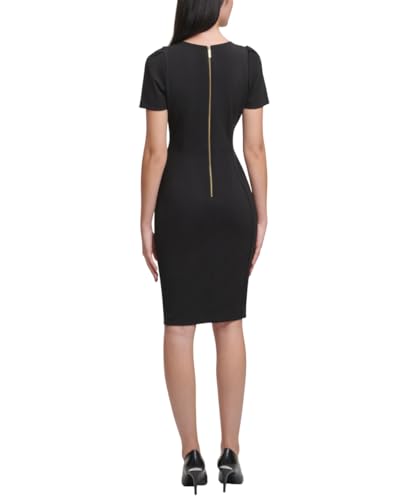 Calvin Klein Women's Short Sleeved Princess Seamed Sheath Dress, Black, 4 - Image 2