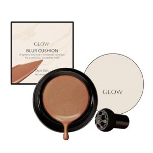 Glow Foundation Cushion, 2026 New Air Cushion CC Cream Face Makeup, Glow Makeup – Moisturizing Concealer Brighten Long-Lasting, Natural BB Cream for All Skin Types (Brown)