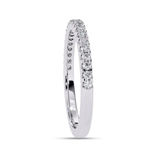 Half Eternity Stackable Wedding Band Ring for Women, 0.20 Carat (ctw) Round Cut Lab Grown Diamond Ring in 14K White Gold Plated 925 Sterling Silver Jewelry Gift for Her F-G-H, SI Quality Size-7.5 - Image 3