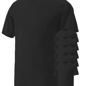 Gildan DryBlend 50 Cotton/50 DryBlend Poly Pocket T-Shirt, Black, 2XL (Pack of 6)