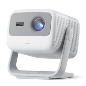 JMGO N1 Portable Projector 1080P FHD, 4K Supported, 150″ MALC™ Triple Laser 3D Movie Projector for Home Theater Outdoor, Gimbal Auto Image Correction, 800 Lumens, 2x5W Dynaudio Speakers, Android TV 11