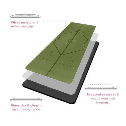 LIFORME Original Mat & Travel Mat & Yoga Pad Bundle Pack – Patented Alignment System, Eco-Friendly, Non-Slip Warrior-Grip, Made with Natural Rubber, Thick, Sweat Resistant, Comfortable - OLI/OLI/OLI - Image 6
