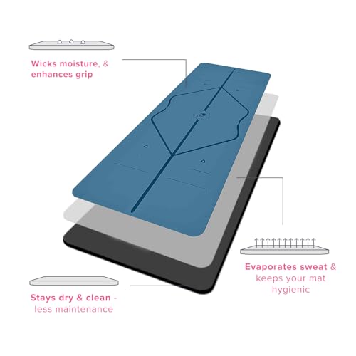 LIFORME Yoga Mat & Travel Mat & Yoga Pad Bundle Pack – Patented Alignment System, Eco-Friendly, Non-Slip Warrior-Grip, Made with Natural Rubber, Thick, Sweat Resistant, Comfortable - Blue/Blue/Blu - Image 6
