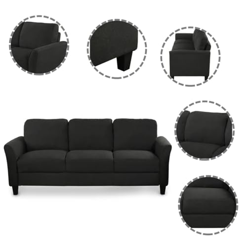 DUYHBAWRS Living Room Sets Furniture Armrest Sofa Single Chair Loveseat 3-Seat (Chair,3-Seat, Black) - Image 5