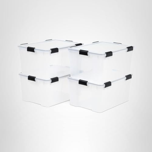 IRIS USA 62.8 Quart Plastic Storage Bin Tote Organizing Container with Durable Lid and Seal and Secure Latching Buckles, 4 Pack - Image 10