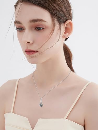 KANNSOAR Tahitian Black Pearl AAAA 18K Gold Plated Sterling Silver Pendant Necklace for Women Wife Mom Girlfriend Valentine Her Jewelry Gift for Anniversary Birthday Christmas (Trendy B, White-Gold) - Image 2