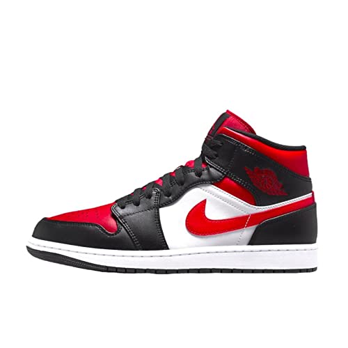 Jordan Boy's Air 1 Mid GS Sneaker, Black/Fire Red-white, 7 Big Kid