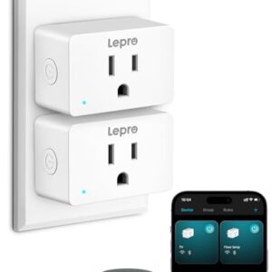 Lepro P1 Smart Plug Mini 15A, WiFi Outlet Plugs Compatible with Alexa & Google Assistant, Voice/APP Control, Timer & Group Controller, 2.4Ghz Only, ETL & FCC Certified, 2-Pack