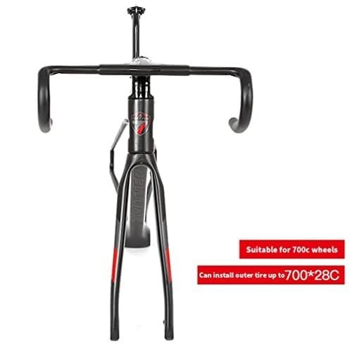 KLYso 700c Road Bike Frameset Disc Brake Carbon Racing Frame 100/142mm Thru Axle ,with Fork Handlebar Seat Tube(Red,51CM) - Image 5
