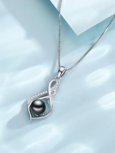 KANNSOAR Tahitian Black Pearl AAAA 18K Gold Plated Sterling Silver Pendant Necklace for Women Wife Mom Girlfriend Valentine Her Jewelry Gift for Anniversary Birthday Christmas (Trendy B, White-Gold) - Image 4