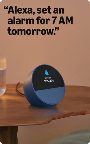 Like-New Amazon Echo Spot (newest model), Great for nightstands, offices and kitchens, Smart alarm clock with Alexa, Black - Image 4