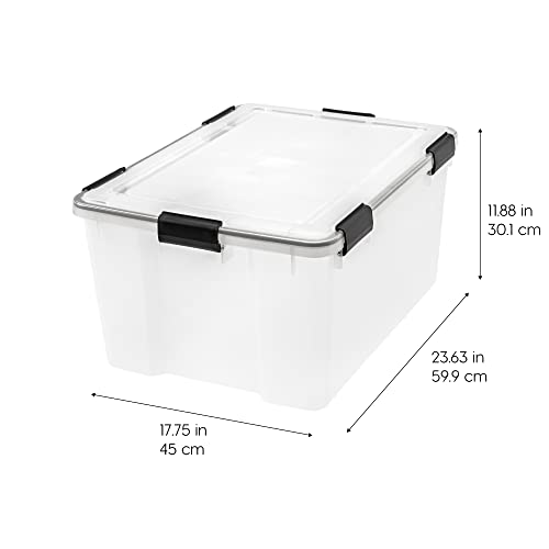 IRIS USA 62.8 Quart Plastic Storage Bin Tote Organizing Container with Durable Lid and Seal and Secure Latching Buckles, 4 Pack - Image 2