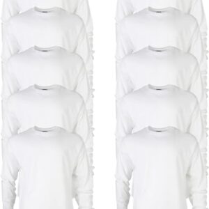 Apparel Globe Adult Ultra Cotton Long-Sleeve T-Shirt, White, 3XL (10-Pack)