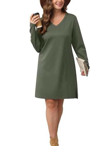 Sampeel Winter Dresses for Women 2025 Casual Long Sleeve Fashion Dress Travel Airport Outfits 2025 Green M - Image 4