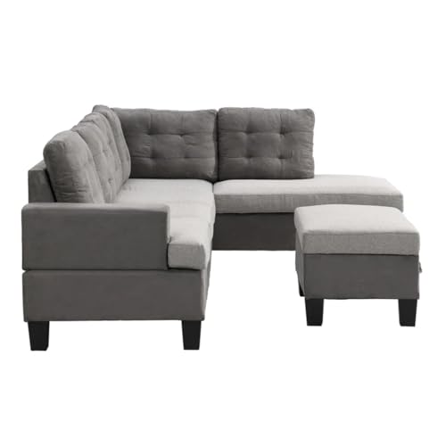 DUYHBAWRS Sofa Set for Living Room with Chaise Lounge and Storage Ottoman Furniture,Interior Furniture, for,Gray - Image 4