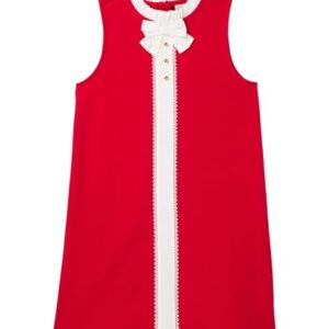 Lace Trim Ponte Dress, RED, 7