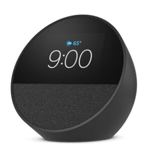 Like-New Amazon Echo Spot (newest model), Great for nightstands, offices and kitchens, Smart alarm clock with Alexa, Black