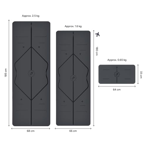 LIFORME Yoga Mat & Travel Mat & Yoga Pad Bundle Pack – Patented Alignment System, Eco-Friendly, Non-Slip Warrior-Grip, Made with Natural Rubber, Thick, Sweat Resistant, Comfortable - Grey/Grey/Gry - Image 2