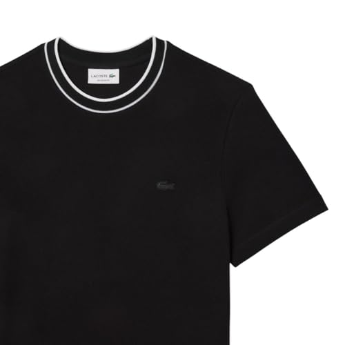 Lacoste Men's Stretch Piqué Stripe Collar T-Shirt, Black Striped Collar, Medium - Image 6