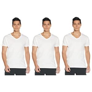 Hanes Ultimate mens Tagless Ultra Soft V-neck Tee – Multiple Packs Available Undershirts, White 3 Pack, Large US