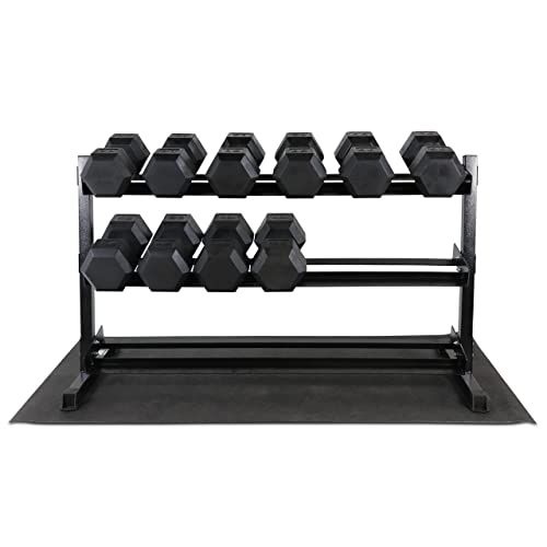 WF Athletic Supply Rubber Coated Hex Dumbbell Set, Multiple Choices Available - Dumbbells with Rack Stand and Mat, or Dumbbells Only (200/550/1200/2100/3000 LB) - Image 4