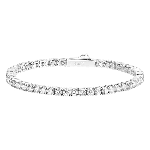 EcoGems LAB GROWN EXPERTS Eco Gems Moissanite Tennis Necklace and Bracelet Set – 18K White Gold Plated Sterling Silver, 3.50–5.50 Cttw, Unisex Fine Jewelry Gift Box - Image 2