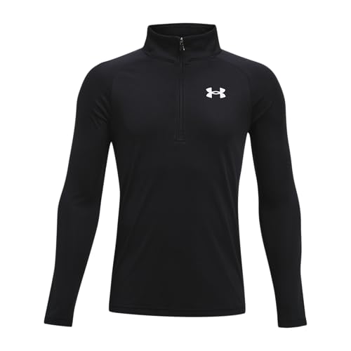 Under Armour boys Tech 2.0 1/2 Zip T-shirt , Black (001)/White , Youth Small