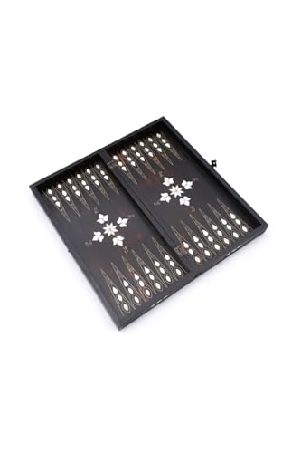 Backgammon Set Large Wooden Board Mother of Pearl Inlay Black Walnut Tree Design for Adults and Family Game Night - One Size - Image 2