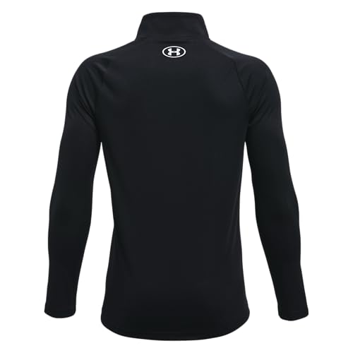 Under Armour boys Tech 2.0 1/2 Zip T-shirt , Black (001)/White , Youth Small - Image 2
