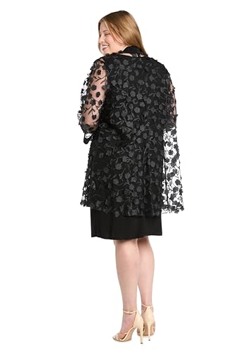 R&M Richards Women's Elegant 2-Piece 3D Floral Mesh Jacket Dress Set W/Detachable Necklace | Knee-Length Formal Outfit - Image 7