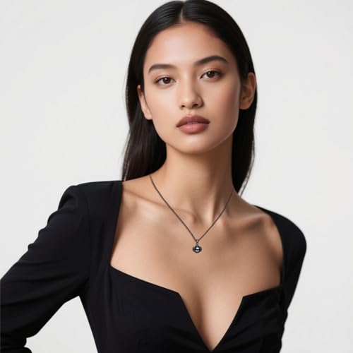 KANNSOAR Tahitian Black Pearl 8MM AAAA 18K Black Gold Plated Sterling Silver Bat Pendant Necklace for Women Wife Mom Girlfriend Her Jewelry Gift for Anniversary Birthday Halloween - Image 5