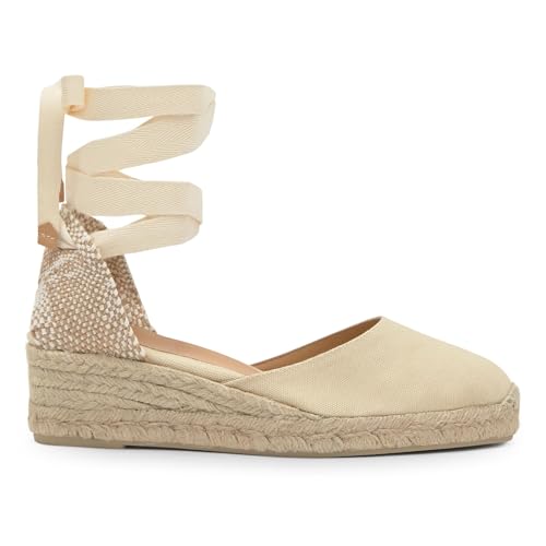 Castañer Girls Espadrilles Sneaker, Ivory, 5 Big Kid