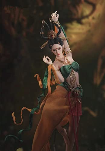 1/6 Scale Female Action Figure,12inch Flexible Chinese Ancient Beauty Music Girl Dunhuang Goddess Action Figure Collectible (Red) - Image 8