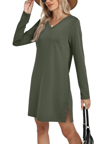 Sampeel Winter Dresses for Women 2025 Casual Long Sleeve Fashion Dress Travel Airport Outfits 2025 Green M - Image 2