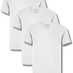 Kingsted White Pocket T-Shirts for Men Pack – Super Soft 100% Cotton Crewneck Tees – Classic Comfort Fit (3 White Pack, 3X-Large)