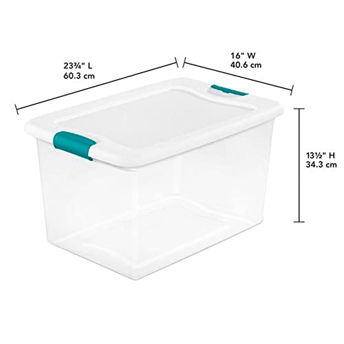Sterilite 64 Quart Clear Plastic Stackable Storage Container Bin Box Tote with White Latching Lid Organizing Solution for Home & Classroom, 48 Pack - Image 2