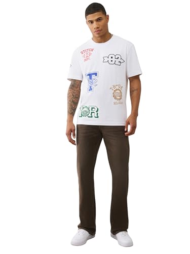 True Religion Men’s SS Embroidery Uni Logo Tee Jet – 100% Cotton Graphic T-Shirt with Crew Neck & Iconic Streetwear Style | Optic White, Large - Image 6
