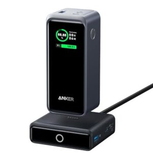 Anker Prime Power Bank 200W, 20,000mAh Portable Charger 3-Port with 100W Charging Base, Smart Digital Display, Compatible with iPhone 16/15/15 Plus/15 Pro/15 Pro Max/14 Series, MacBook, Samsung, Dell