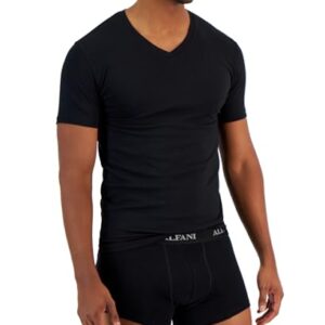 Alfani Mens 4 Pack Slim Fit Solid V Neck T-Shirt Black Small