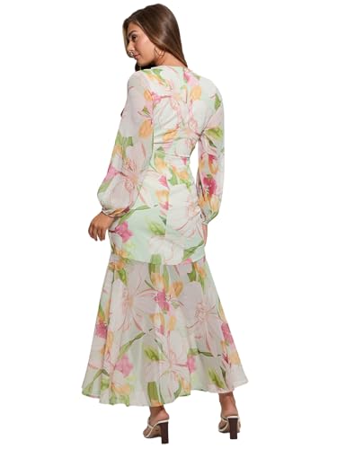 GUESS Women's Long Sleeve Talia Tropical Dress, Petals in Paradise Print - Image 2