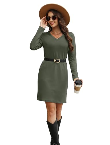 Sampeel Winter Dresses for Women 2025 Casual Long Sleeve Fashion Dress Travel Airport Outfits 2025 Green M - Image 3