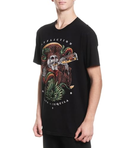 Affliction Men's Core Graphic T-Shirt, Short Sleeve Crew Neck Y2K (US, Alpha, X-Large, Regular, Regular, Black (Viva El Tequila)) - Image 3