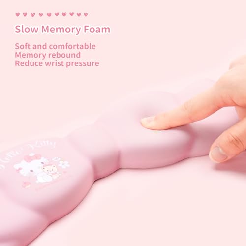 Kuitmor Memory Foam Bowknot Wrist Rest,Non-Slip Rubber Base Keyboard Wrist Rest for Gaming,or Home Office Work - FlowerCat - Image 4