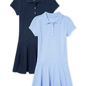 The Children’s Place Girls Short Sleeve Picque Polo Dress, Lt Blue/Tidal 2 Pack, XX-Large