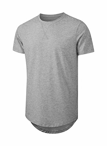 JMIERR Men\'s 3 Pack Cotton Hipster Hip Hop Longline Crewneck T-Shirt, Short Sleeve Gym Workout Athletic T Shirts for Men Pack,M, Black/Light Grey/Army Green - Image 4
