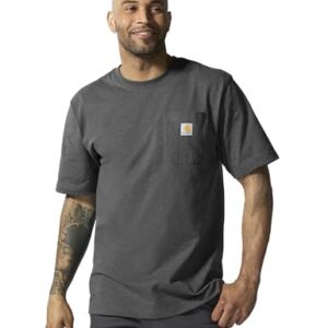 Carhartt Mens Loose Fit Heavyweight Short-Sleeve Pocket T-Shirt Work Utility t Shirts, Carbon Heather, X-Large US