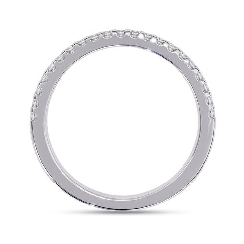 Half Eternity Stackable Wedding Band Ring for Women, 0.20 Carat (ctw) Round Cut Lab Grown Diamond Ring in 14K White Gold Plated 925 Sterling Silver Jewelry Gift for Her F-G-H, SI Quality Size-7.5 - Image 4