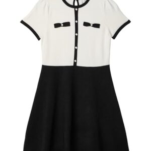 Janie and Jack Girls Contrast Sweater Dress (Toddler/Little Kid/Big Kid) Black 8 Big Kid